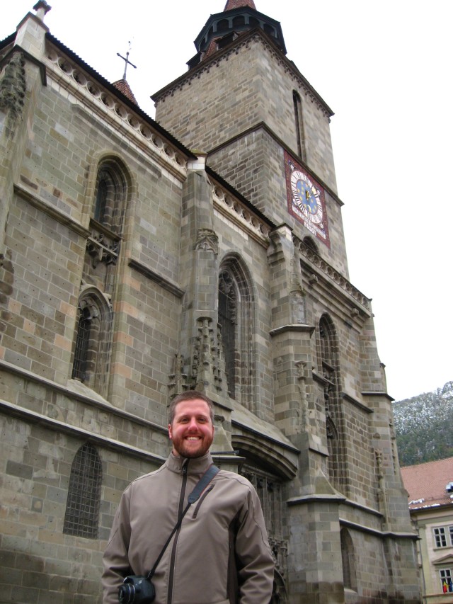 My husband in front of the Black Church, which didn't allow photos inside