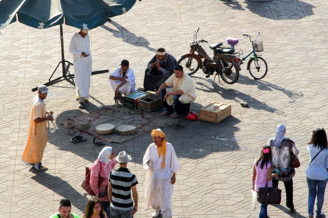 View of the vendors in the main square from our rooftop patio in Marrakech
